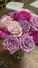Lavender, Pink & Red Roses